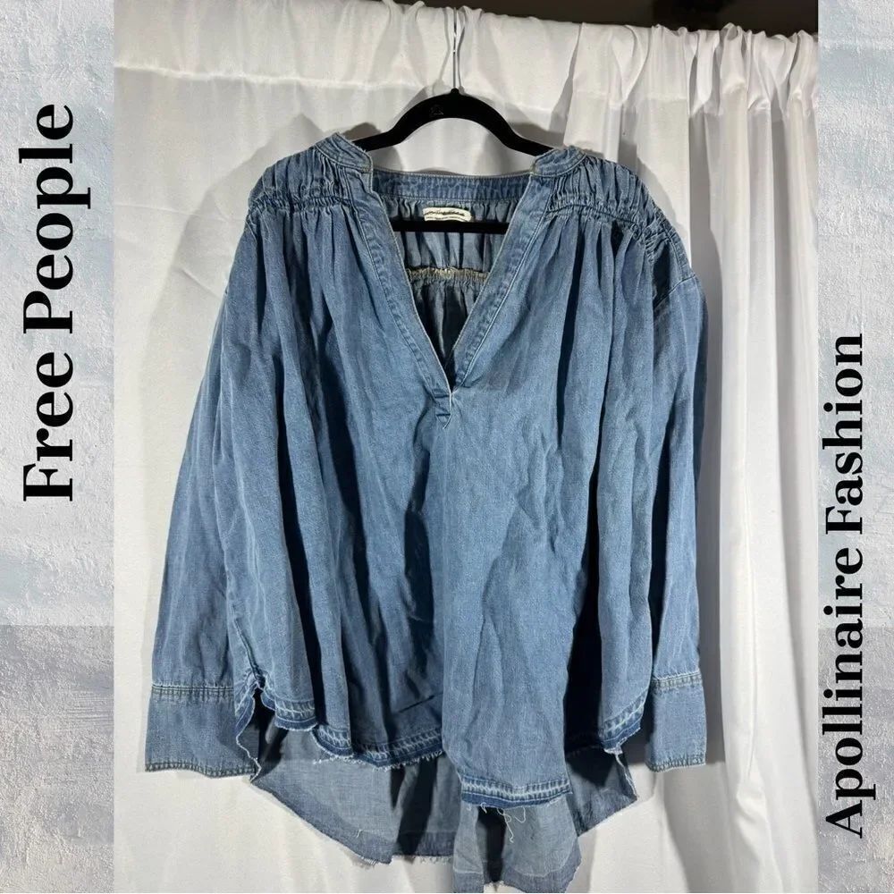 WE THE FREE ANOTHER LOVE TUNIC TOP IN BLUE DENIM SMALL NEW - Picture 6 of 7